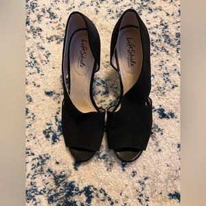 LifeStride Caren Black Suede Heels 9W
